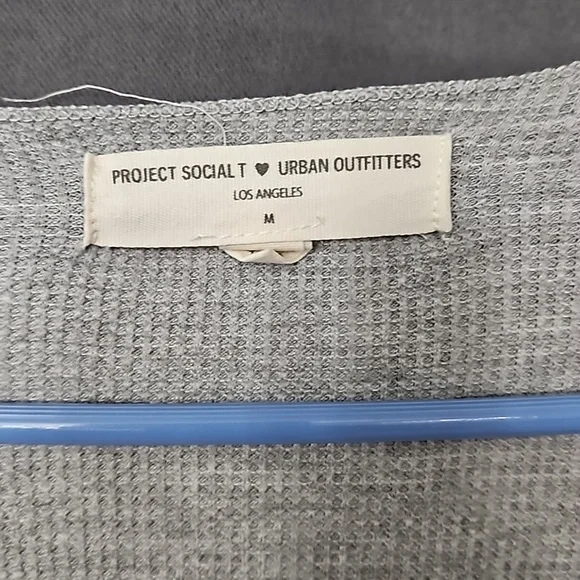 Urban Outfitters Project Social T grey waffle knit long sleeve top size … - Picture 3 of 9